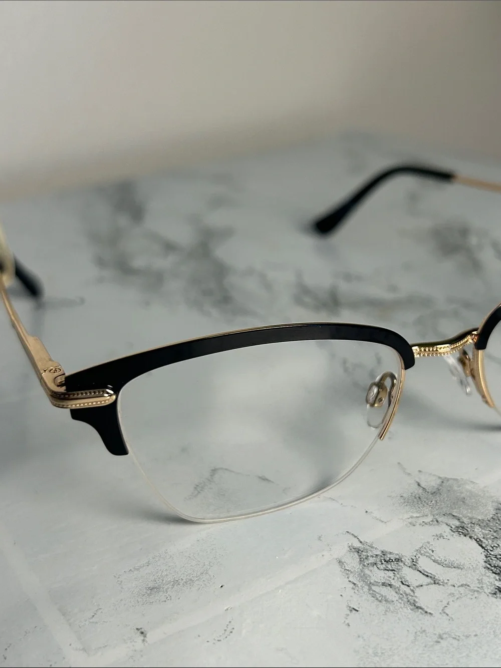 Max Cole MC1517 Women’s Semi-Rimless Eyeglass Frames Black Gold 51-17-140
